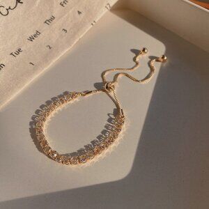 3/$40 Gold Tone Adjustable Tennis Bracelet Crystal Rhinestone Slider Bracelet